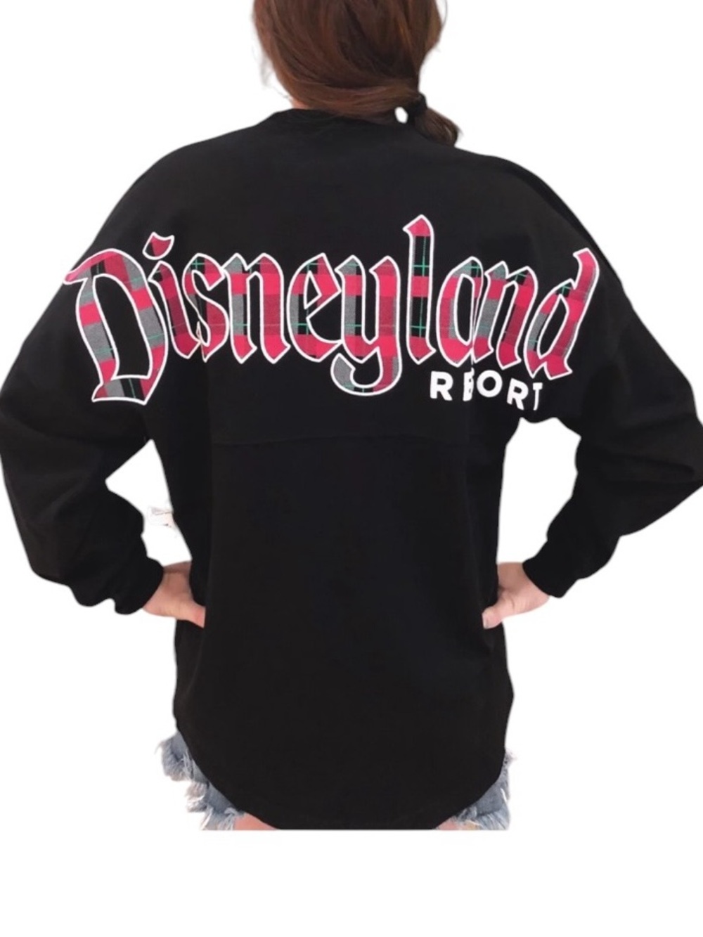 DISNEYLAND RESORT SPIRIT CHRISTMAS HOLIDAY PLAID JERSEY 100% Cotton Size S